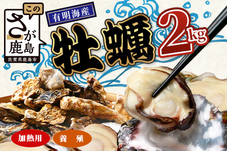 有明海産 養殖牡蠣2kg 冬季限定｜殻付き生牡蠣｜加熱調理用｜新鮮 佐賀県産 カキ【レンジで簡単調理】お正月 夕食 おつまみ おかず 佐賀県 鹿島市 人気 B-376