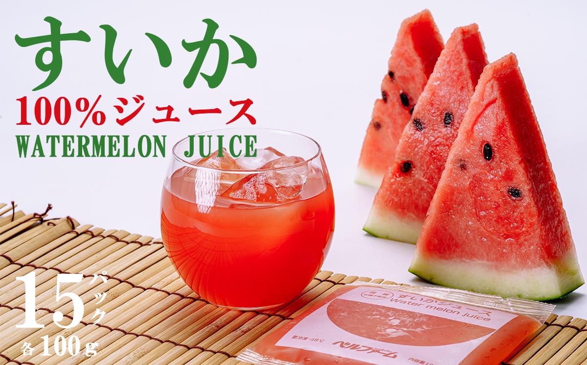 
            すいかジュース 100g × 15 パック ＜離島・沖縄配送不可＞ 【 茨城県 つくば市 西瓜 飲料 ドリンク フルーツジュース すいか ジュース スイカ 健康  無添加 】
          