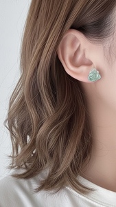 シーリーフフラワーのピアス（グリーン）| ピアス アクセサリー ハンドメイド かわいい おしゃれ 兵庫県 上郡町