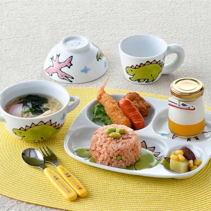 【波佐見焼】子ども食器 4点セット「ステゴサウルス」食器 皿【大新窯】[DC132] 波佐見焼