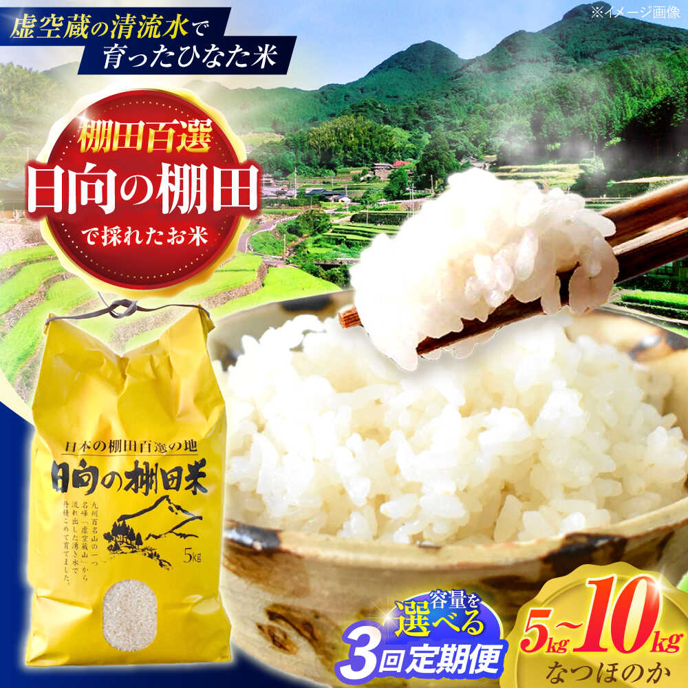【ふるさと納税】＜容量選べる！＞【3回定期便】虚空蔵の清流水で育った棚田米『ひなた米』 5kg・10kg 【木場中山間管理組合】[OCM043]