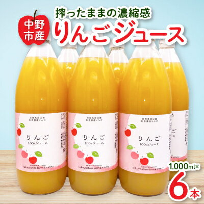 【ふるさと納税】【たかやしろファーム】りんごジュース6本セット_ りんごジュース 林檎 りんご ジュース 飲料 ドリンク 飲み物 人気 おすすめ 送料無料 お取り寄せ 贈答 ギフト 長野 セット 【1491396】
