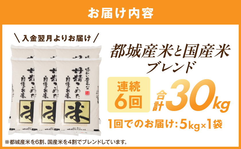 ≪6回お届け!≫都城産米と国産米ブレンド 5kg_T63-6-33-001-5kg