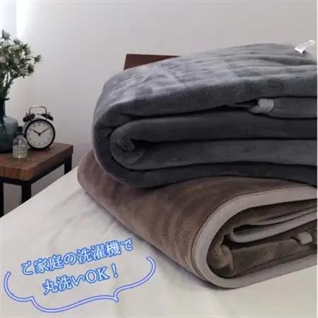 【4枚組】超ロングサイズ140×220cm 洗える! ベーシックカラー高密度軽量毛布 チャコール【1652491】