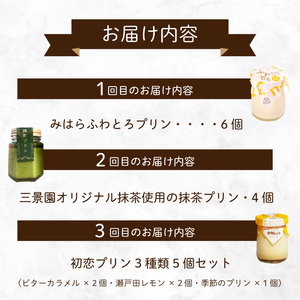 【全3回定期便】プリン好きにはたまらない! 広島みはらプリン3種食べ比べ お菓子 洋菓子 お取り寄せ ギフト ご褒美 T02