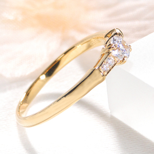 指輪 K18YG イエローゴールド ダイヤモンド 計0.24ctUP レディース ダイヤリング ストレート 華奢 細身 中石ソーティングカード付き【f227-k18yg】 ALPAZ095