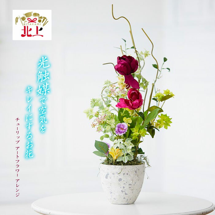 【ふるさと納税】空気をきれいにするお花 お洒落な チューリップ アートフラワー アレンジ フラワーアレンジメント 消臭 除菌 空気清浄 光触媒 健康 花 雑貨 贈り物 プレゼント インテリア リビング 寝室 トイレ レストルーム あとりえヒロ