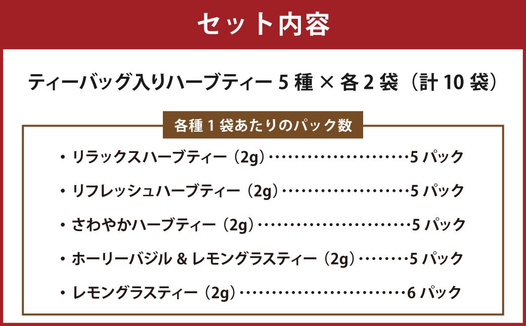 熊本ハーブ園レモングラス産 「ハーブティー 計10袋 セット」