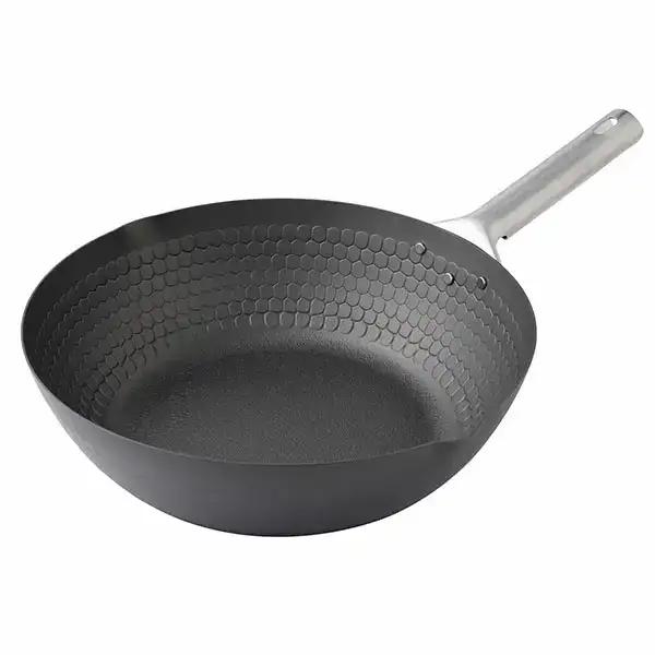 中華鍋 28cm IH対応 キッチン用品 炒め鍋 フライパン エンボス加工 eN 