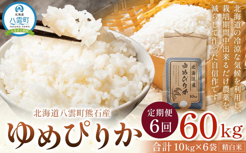 【6回定期便】北海道八雲町熊石産 ゆめぴりか(精白米) 10kg(2024年10月発送開始) 【 北海道八雲町熊石産 ゆめぴりか 10kg 精白米 米 お米 おこめ コメ こめ おうちごはん 家庭用 