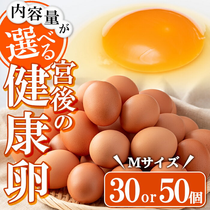 【ふるさと納税】＜内容量が選べる＞産地直送！さつま町の豊かな自然の中で育った宮後の健康卵！(Mサイズ / 計30個・計50個) 鹿児島 国産 九州産 たまご 卵 鶏卵 産地直送 卵かけご飯 卵焼き【宮後養鶏】