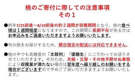 6-J01【令和6年度発送先行予約品】桃　あかつき【太鼓判・優糖生】約2kg