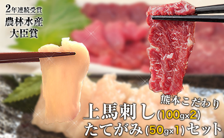 
                  馬刺し 上赤身 ブロック 国産 熊本肥育 冷凍 生食用 たれ付き(100g×2)＋たてがみセット(50g×1) 肉 期間限定 絶品 牛肉よりヘルシー 馬肉 予約 平成27年28年 農林水産大臣賞受賞 熊本県産山村《7-14日以内に出荷予定(土日祝除く)》
                