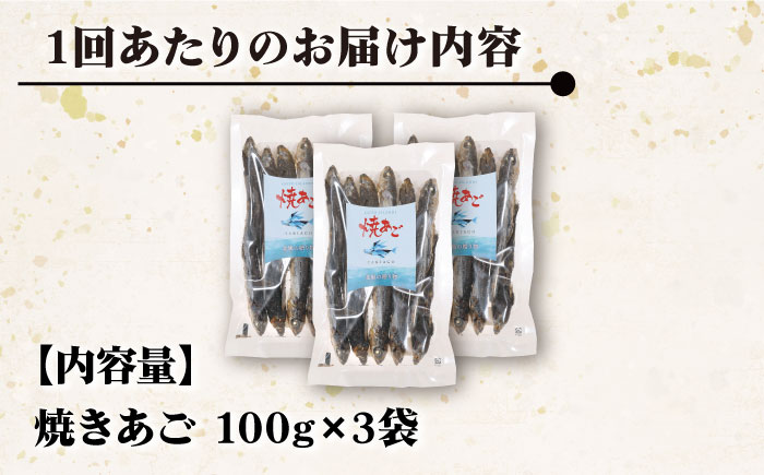 【全12回定期便】【上五島の伝統的な味をご家庭で】 厳選 無添加 焼きあご 100g×3袋【新魚目町漁業協同組合】 [RBC012]