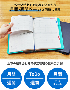 セパレートダイアリー　ウィークリー＆マンスリーA5　ラウンドカバー付き「4月始まり」 [082I02]システム手帳 セパレート手帳 マンスリー手帳 ウィークリー手帳 多機能手帳