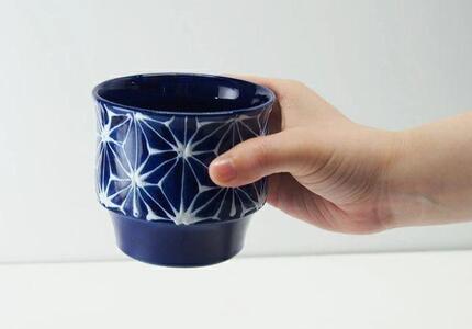 【波佐見焼】 満水325mlカップ　麻の葉 【西海陶器】1　18149