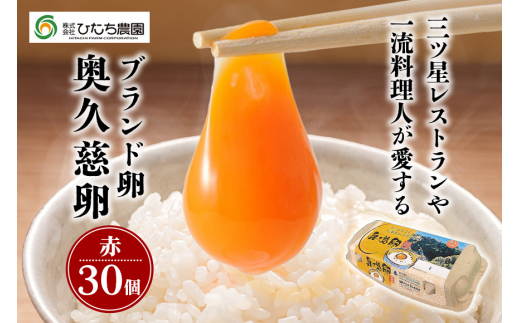 三ツ星レストランや一流料理人が愛するブランド卵『奥久慈卵』赤 30個 たまご タマゴ 鶏卵 玉子 卵 冷蔵便 茨城県 赤卵 産地直送 養鶏場直送 こだわり卵 ho1312