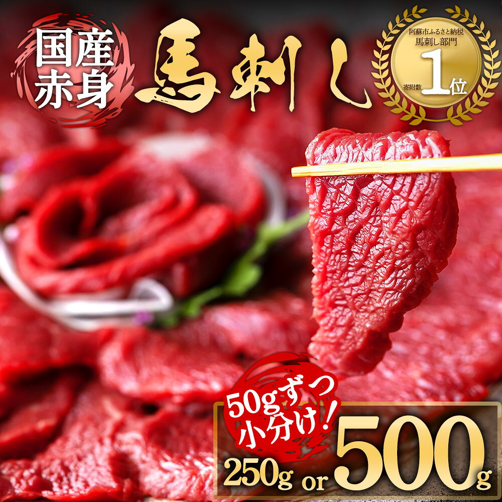 【ふるさと納税】 国産 熊本 赤身馬刺し 50g小分けパック 馬肉 新鮮 上質 専用タレ セット 250g 500g 詰め合わせ 本場 たっぷり 小分け 利他フーズ 専用醤油付き お歳暮 ギフト お取り寄せ ヘルシー 高タンパク 晩酌 おつまみ 冷凍 絶品 美味しい 本物 熊本県 阿蘇市