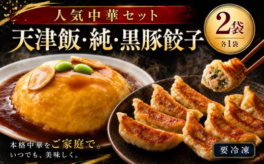 人気中華セット（天津飯、純・黒豚餃子）各1袋  冷凍 簡単 おかず 惣菜 ギフト プレゼント 贈答 時短