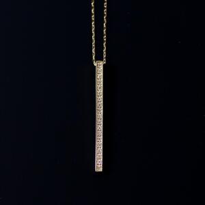 【K10イエローゴールド ラボダイヤモンドネックレス】0.095ct 19粒のラボダイヤが美しいロングネックレス 全長70cm 　K00-N001