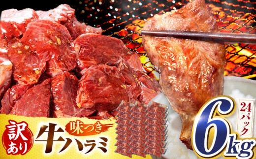 【7月発送】【訳あり×大容量】味付けハラミ 6kg(250ｇ×24パック) / ハラミ 牛肉 焼肉 / 御嵩町 / 馬力家 [AVBO074-7]