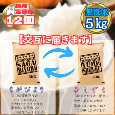 ふるさと納税 江北町 【毎月定期便】【無洗米】食べ比べ5kg(さがびより・夢しずく)(江北町)全12回 |  | 01