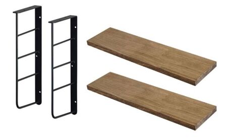 ショートL型シェルフフレーム　ワンバイフォー棚板セット 白×ジャコビアン