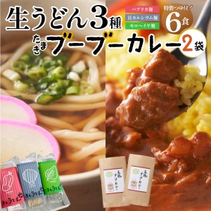 贈答用オリジナル箱入り 3種の生うどん(3食入り×2箱)＆玉城ブーブーカレーセット