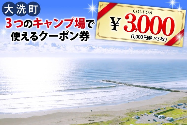 
            大洗 キャンプ場 クーポン券 3000円分（1000円×3枚） 大洗サンビーチキャンプ場 大洗キャンプ場 サンセット松川キャンプ場 チケット 利用券 アウトドア 旅行
          