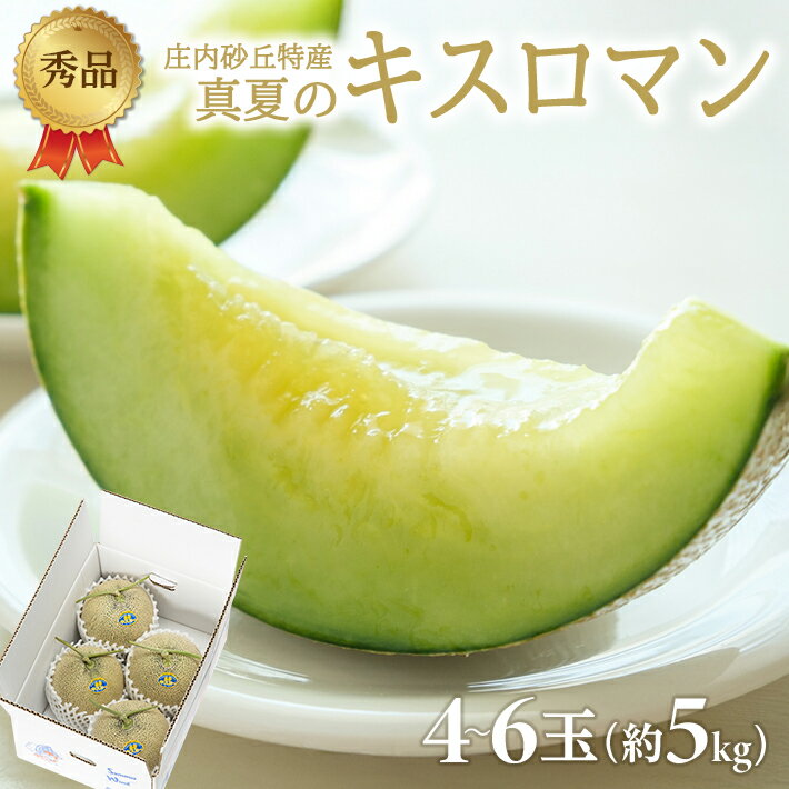 【ふるさと納税】庄内砂丘特産 真夏のキスロマン 秀品 4〜6玉入 約5kg 7月中旬〜8月中旬頃お届け ※着日指定不可 メロン 青肉メロン くだもの 果物 フルーツ 夏 旬 酒田 庄内 庄内砂丘