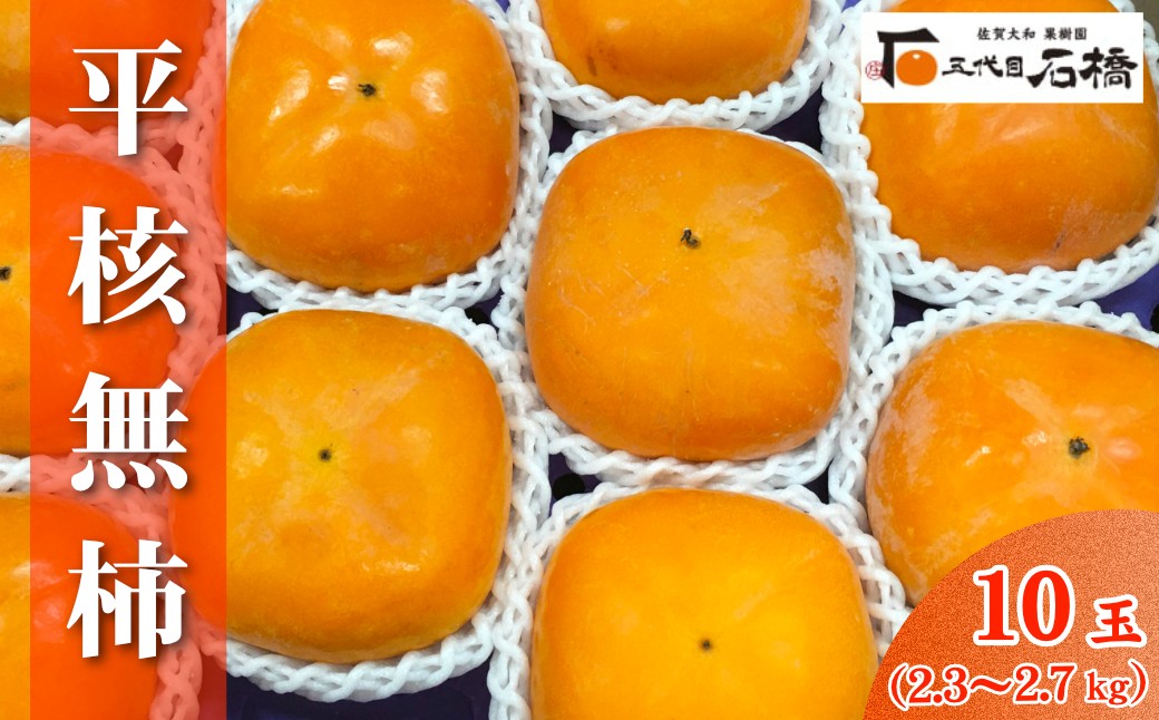 
                  石橋果樹園 平核無柿 10玉(2.3～2.7kg)
                