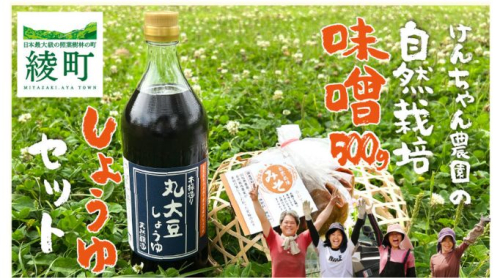 けんちゃん農園 自然栽 培味噌（小）・ しょうゆ セット_A0088-006