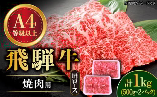 飛騨牛 焼肉用 ロース・肩ロース 1kg A4等級以上 和牛 ブランド牛 国産 牛肉 多治見市 / 渡辺精肉店 [TAZ034]