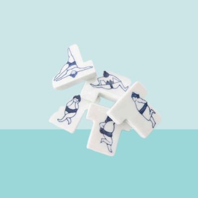 ふるさと納税 嬉野市 [肥前吉田焼]おすもうさん 箸置き5点セット【副武製陶所】 |  | 01