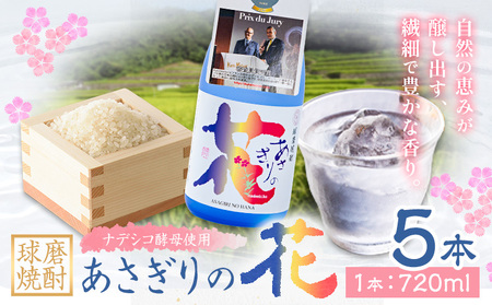球磨焼酎 あさぎりの花 25度 720ml 5本《30日以内に出荷予定(土日祝除く)》 熊本県 球磨郡 山江村 本格米焼酎 米焼酎 球磨焼酎 国産 熊本県産 国産米使用 焼酎 減圧蒸留 酒 お酒 4合瓶