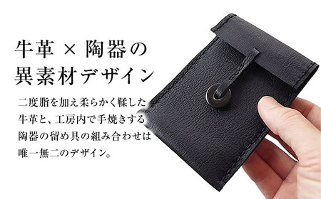カードケース 手縫いパス＆カードケース omori ブラック 本革 パスケース 定期入れ カード メンズ レディース大阪府高槻市/KAKURA[AOBI055]