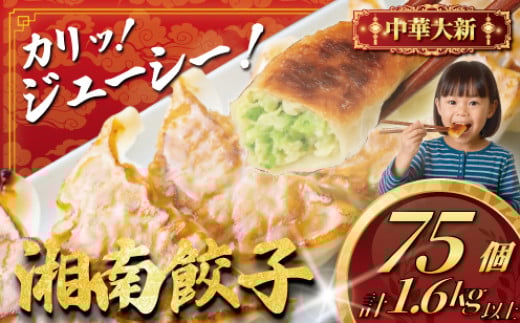 ぎょうざ 餃子 75個 ( 25個 × 3 パック )  肉汁 大きい 旨い 小分け パック 豚肉 ぶた 野菜 焼き餃子 gyoza ギョーザ 冷凍餃子 生餃子 冷凍 ご飯 おかず 夕食 おつまみ 晩酌 簡単調理 時短 中華料理 手作り餃子 冷凍食品 中華 中華大新 神奈川 湘南 藤沢