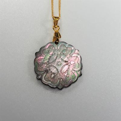 ふるさと納税 大和高田市 25ミリ!「華」のペンダント　黒蝶貝