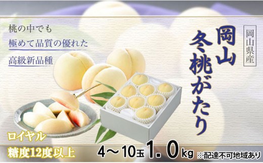 
                  桃 岡山冬桃がたり ロイヤル 4～10玉 約1kg  もも モモ 岡山県産 国産 フルーツ 果物 ギフト JA吉備路 デザート 食後 おやつ 新品種 希少 高級白桃 芳香な香り 
                