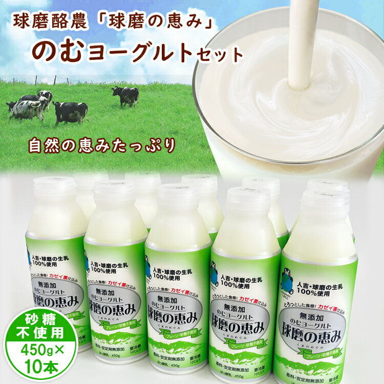 球磨の恵み「のむヨーグルト」砂糖不使用450g×10本セット　　お届け時期：入金確認後20日前後