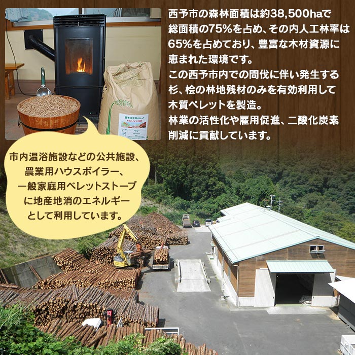 ＜西予市木質ペレット 約60kg (全木)＞ 木材 木製 ウッド ストーブ ペレットストーブ 燃料 猫砂 ネコ砂 ねこすな ねこ砂 ペット トイレ 間伐材使用 自然素材 ペット用品 国産 SDGs エ