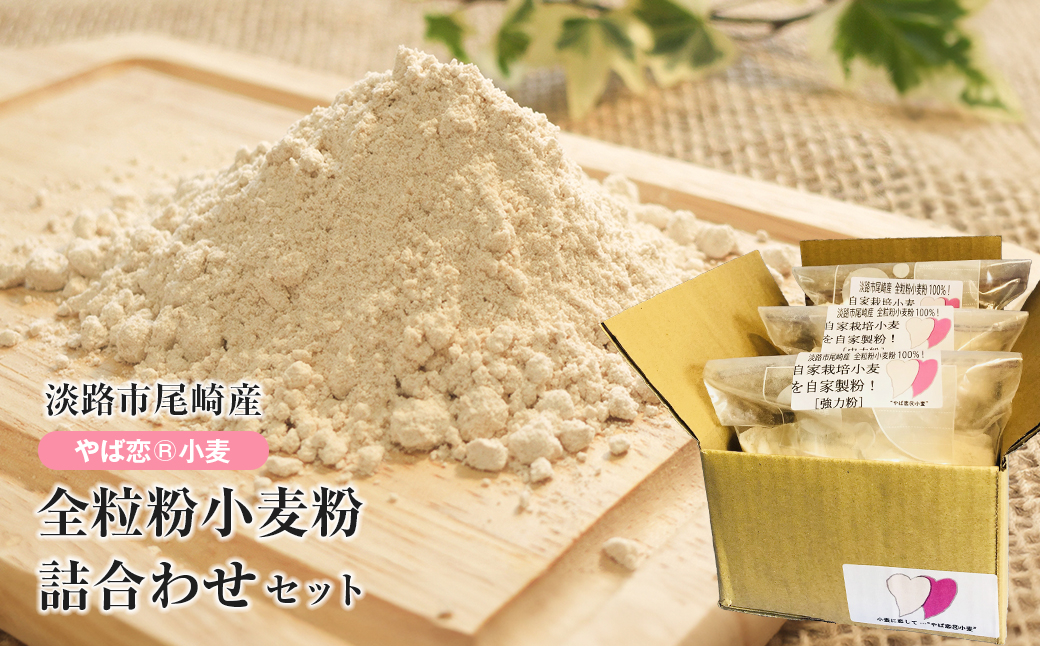 
            淡路市尾崎産　全粒粉小麦粉 詰合わせセット（やば恋®小麦）
          