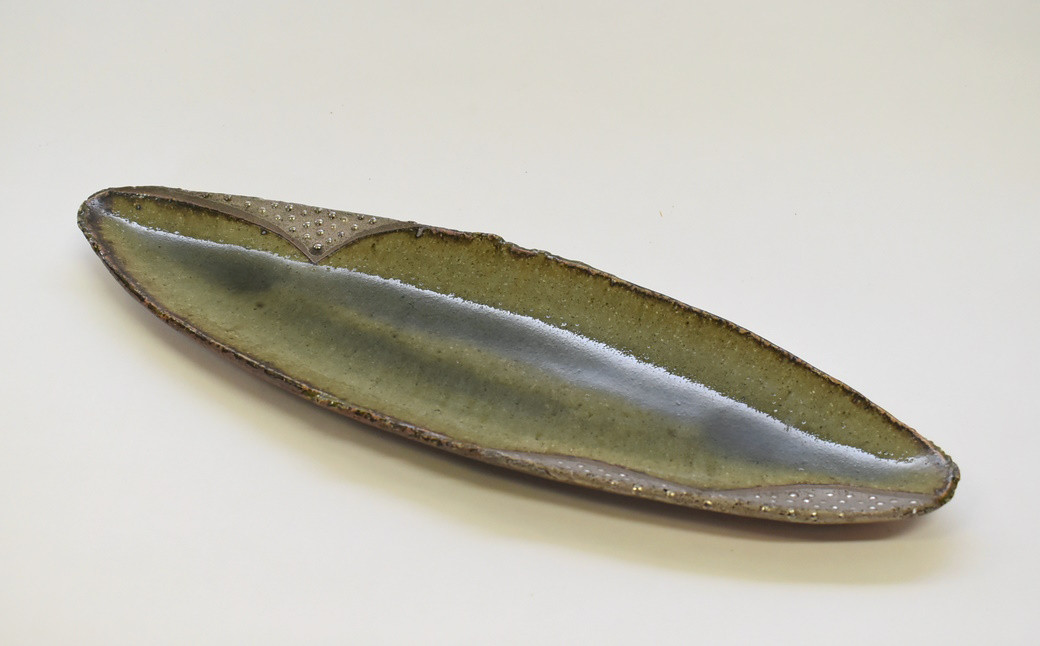 
銀彩オーバル皿 和食器 長皿 平皿 陶芸品《受注制作》
