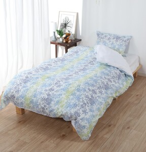 三河産　綿100％　120本ガーゼ肌掛けふとんカバー_コンビブルー【G0581】