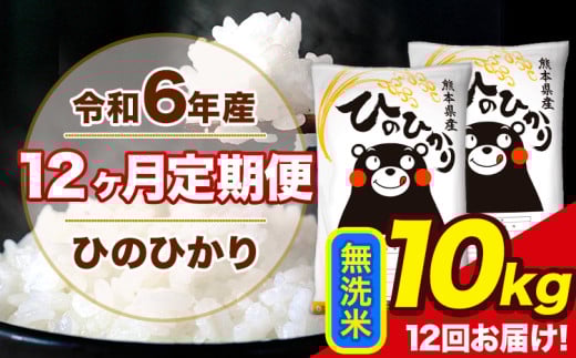 令和6年産【12ヶ月定期便】ひのひかり 無洗米 10kg 5kg×2袋 計12回お届け 熊本県産 こめ コメ 白米 精米 荒尾市 ひの 米 定期 《お申込み月の翌月から出荷開始》