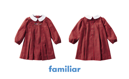 【ファミリア（familiar）】ワンピース 80・90サイズ 90cm・赤系ファミリアチェック