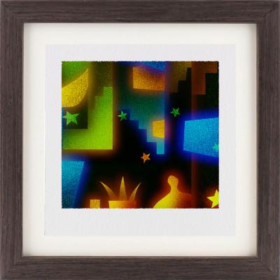 ふるさと納税 綾部市 緑と黒 [しかくいえ]16【絵画】 額装サイズ266mmx266mm