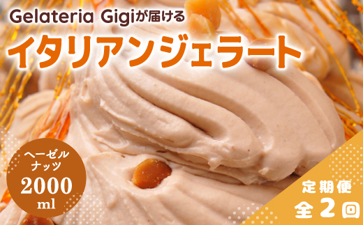 【定期便2回】 ジェラテリアGigi イタリアンジェラート ヘーゼルナッツ 2000ml ジェラート ヘーゼル ナッツ アイス gigi 業務用 2L スイーツ お取り寄せ グルメ 定期便 2回 ふるさと納税 北海道 恵庭【43005103】