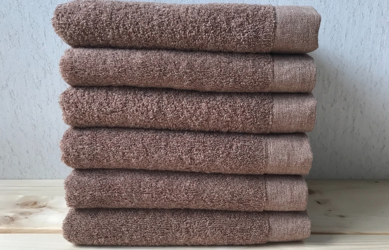 020C145 コットンＷ フェイスタオル 6枚（ブラウン）【泉州こだわりタオル】