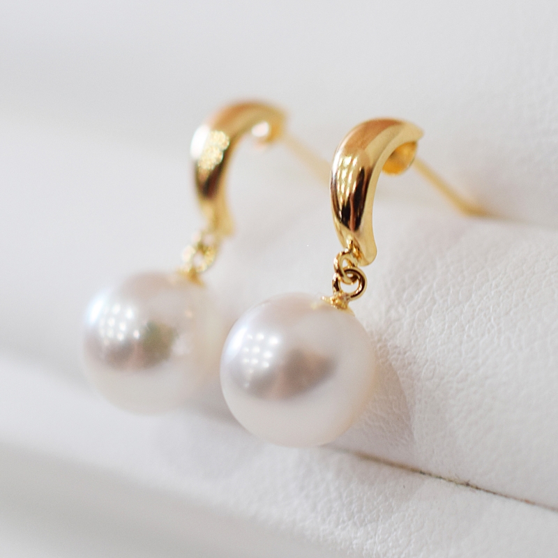 S085-509_あこや真珠 天草 ピアス 7.5ｍｍ - 8mm ホワイトピンク 真珠 つや 半円